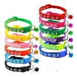 Adjustable Cat Collar Paw Print With Bell