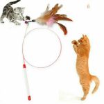 Cat Playing Toy Feather Wand Stick Teaser With Bell