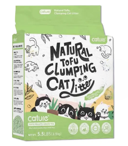 Picture of Cature Tofu Pellets Green Tea Natural Tofu Clumping Cat Litter 5.5Lbs (2.5kg)