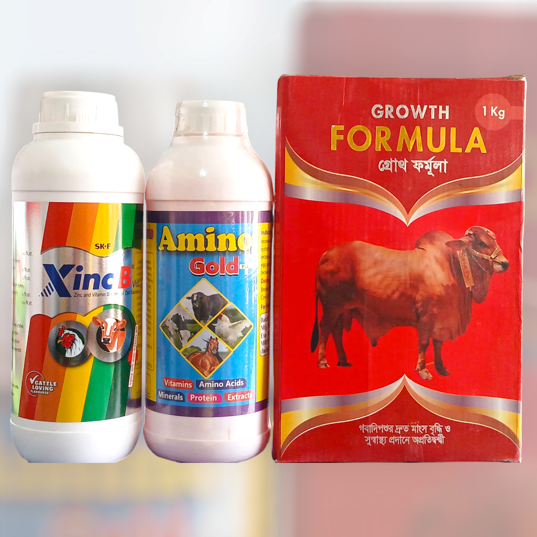 Picture of মোটাতাজা করনের প্যাকেজ (Amino gold + 1L+Xinc B 1L+ Growth Formula 1kg)